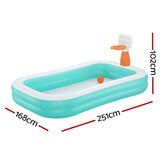 Bestway Kids Inflatable Pool Above Ground Play Pools Basketball Hoop 251x168cm - Front View