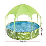 Bestway Kids Pool 244x51cm Steel Frame Swimming Play Pools Canopy 1688L - Front View