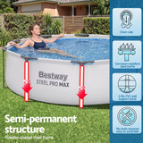 Bestway 305CM Swimming Pools Steel Above Ground Round Backyard Pool Set White - Rear View