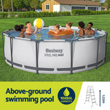 Bestway 366cm Swimming Pool Above Ground Pools Round Filter Pump Cover Ladder - Top-Down View