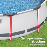Bestway 366cm Swimming Pool Above Ground Pools Round Filter Pump Cover Ladder - 45-Degree Angle