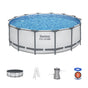 Bestway Swimming Pool 427x427x122cm Steel Frame Above Ground Pools Round Filter Pump Ladder