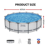 Bestway Swimming Pools 427cm x 107cm Steel Above Ground Round Backyard Pool Set White - Front View