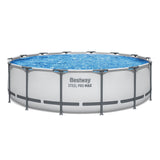 Bestway Swimming Pools 427cm x 107cm Steel Above Ground Round Backyard Pool Set White - Side View