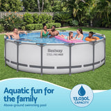 Bestway Swimming Pools 427cm x 107cm Steel Above Ground Round Backyard Pool Set White - Top-Down View