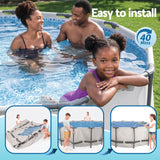 Bestway Swimming Pools 427cm x 107cm Steel Above Ground Round Backyard Pool Set White - Close-Up Angle