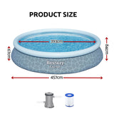 Bestway 457cm Swimming Pool Inflatable Above Ground Round Pools w/ Filter Pump - Side View