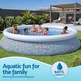 Bestway 457cm Swimming Pool Inflatable Above Ground Round Pools w/ Filter Pump - 45-Degree Angle