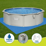 Bestway Swimming Pool Steel Frame Round Pool Set 457cm w/ Filter Ladder 17430L - Top-Down View