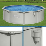 Bestway Swimming Pool Steel Frame Round Pool Set 457cm w/ Filter Ladder 17430L - Rear View