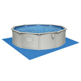 Bestway Swimming Pool Steel Frame Round Pool Set 457cm w/ Filter Ladder 17430L - Side View