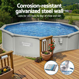 Bestway Swimming Pool Steel Frame Round Pool Set 457cm w/ Filter Ladder 17430L - 45-Degree Angle