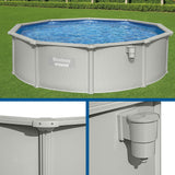 Bestway Swimming Pool Steel Frame Round Pool Set 457cm w/ Filter Ladder 17430L - Rear View