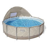 Bestway Swimming Pools 396cm x 107cm Steel Above Ground Canopy Backyard Pool Set White - Front View