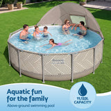 Bestway Swimming Pools 396cm x 107cm Steel Above Ground Canopy Backyard Pool Set White - 45-Degree Angle