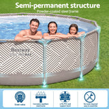 Bestway Swimming Pools 396cm x 107cm Steel Above Ground Canopy Backyard Pool Set White - Rear View