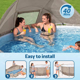 Bestway Swimming Pools 396cm x 107cm Steel Above Ground Canopy Backyard Pool Set White - Low Angle