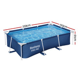 Bestway Swimming Pool 259x170x61cm Steel Frame Above Ground Pools 2300L - Front View