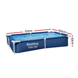 Bestway Swimming Pool 221x150x43cm Steel Frame Above Ground Pools 1200L - Front View