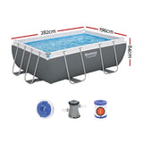 Bestway Swimming Pool 282x196x84cm Steel Frame Above Ground Pools Filter Pump 3662L - Front View