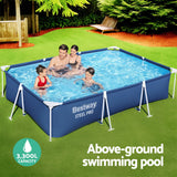 Bestway Swimming Pool 300x201x66cm Steel Frame Above Ground Pools w/ Filter Pump 3300L - Top-Down View