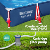 Bestway Swimming Pool 300x201x66cm Steel Frame Above Ground Pools w/ Filter Pump 3300L - 45-Degree Angle