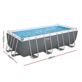 Bestway Swimming Pool Steel Frame Pool Set w/ Filter Pump Ladder Cover 488x244cm - Front View