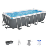 Bestway Swimming Pool Steel Frame Pool Set w/ Filter Pump Ladder Cover 488x244cm - Side View