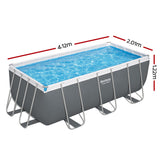 Bestway Swimming Pool 412x201x122cm Steel Frame Above Ground Pools Filter Pump Ladder 8124L - Front View