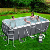 Bestway Swimming Pool 404x201x100cm Steel Frame Above Ground Pools Filter Pump Ladder 6478L - Low Angle
