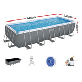 Bestway Swimming Pool 640x274x132cm Steel Frame Above Ground Pools Filter Pump Ladder 19281L - Front View