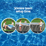 Bestway Swimming Pool 640x274x132cm Steel Frame Above Ground Pools Filter Pump Ladder 19281L - Rear View
