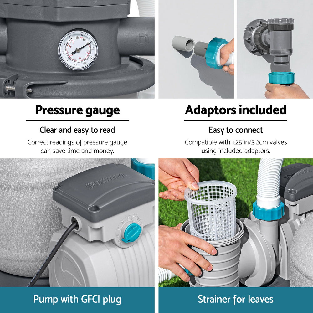 Bestway Pool Pump Sand Filter 2200GPH 8327L/H Pools Flowclear Filters