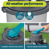 Bestway Pool Pump Sand Filter 800GPH 3028L/H Pools Flowclear Filters - Low Angle