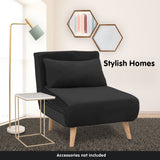 Sarantino Adjustable Chair Single Sofa Bed Faux Velvet - Black