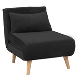 Sarantino Adjustable Chair Single Sofa Bed Faux Velvet - Black - Extra Image