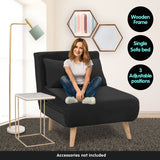 Sarantino Adjustable Chair Single Sofa Bed Faux Velvet - Black