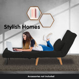 Sarantino Adjustable Chair Single Sofa Bed Faux Velvet - Black - Extra Image
