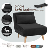 Sarantino Adjustable Chair Single Sofa Bed Faux Velvet - Black - Extra Image
