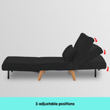 Sarantino Adjustable Chair Single Sofa Bed Faux Velvet - Black - Extra Image