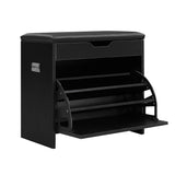 Artiss Shoe Cabinet Bench Shoes Storage Rack Organiser Shelf Black 15 Pairs - Front View