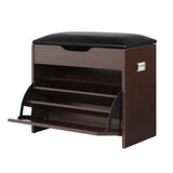 Artiss Shoe Rack Cabinet Bench 3-tier 15 Pairs Walnut - Low Angle