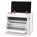 Artiss Shoe Rack Cabinet Bench 3-tier 15 Pairs White - Front View