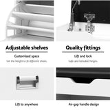 Artiss Shoe Rack Cabinet Bench 3-tier 15 Pairs White - Rear View