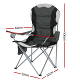 Weisshorn Camping Folding Chair Portable Outdoor Hiking Fishing Picnic Grey 2pcs - Front View