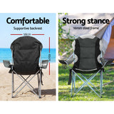 Weisshorn Camping Folding Chair Portable Outdoor Hiking Fishing Picnic Grey 2pcs - 45-Degree Angle