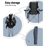 Weisshorn Camping Folding Chair Portable Outdoor Hiking Fishing Picnic Grey 2pcs - Close-Up Angle