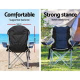Weisshorn Camping Folding Chair Portable Outdoor Hiking Fishing Picnic Navy 2pcs - 45-Degree Angle