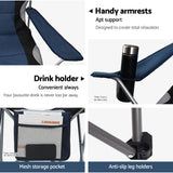 Weisshorn Camping Folding Chair Portable Outdoor Hiking Fishing Picnic Navy 2pcs - Rear View
