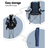 Weisshorn Camping Folding Chair Portable Outdoor Hiking Fishing Picnic Navy 2pcs - Close-Up Angle